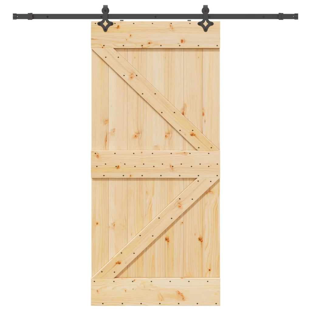 Porta scorrevole NARVIK Naturale e Nero 80 x 210 cm (213,5 cm) 3445236