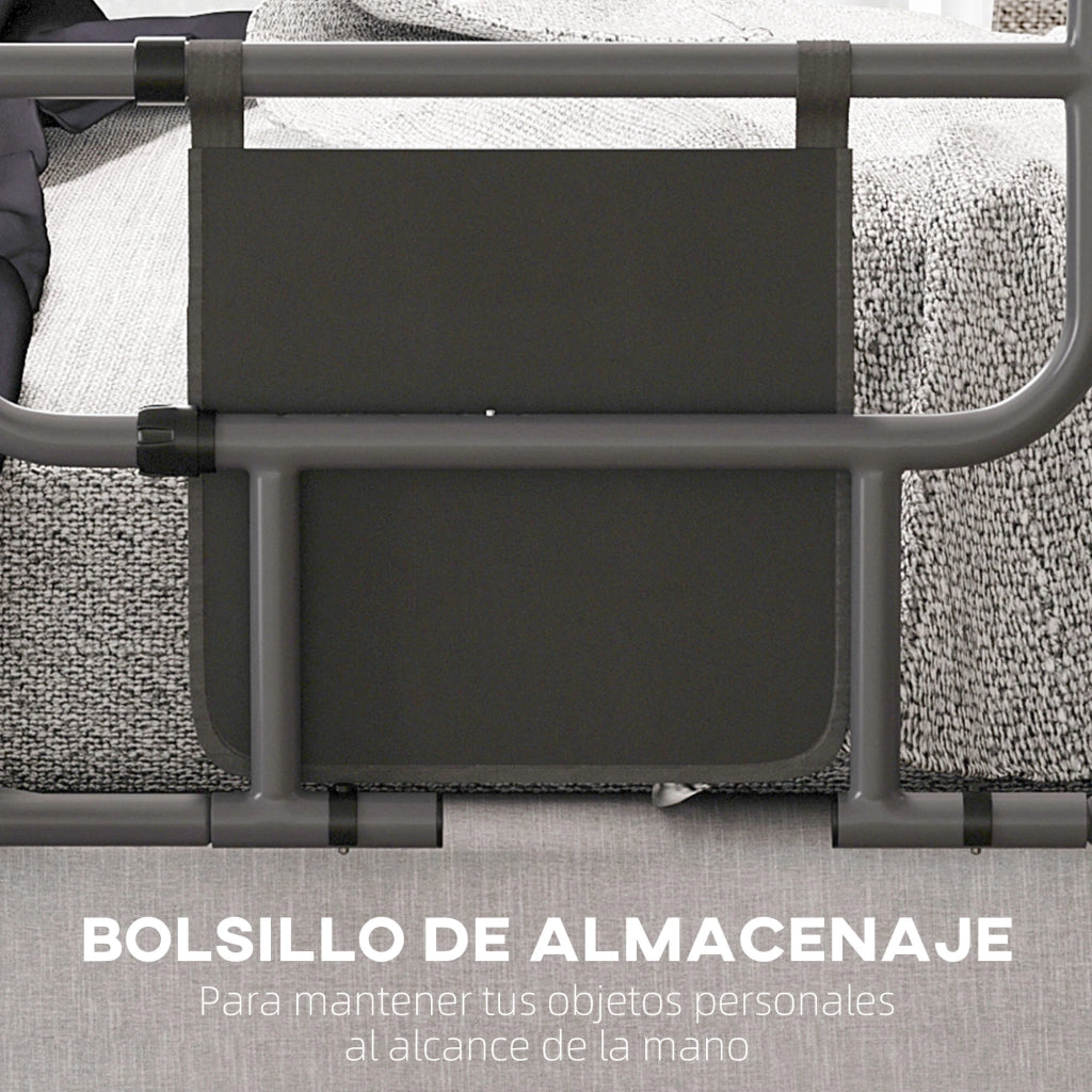 Sponda Letto Adulto Pieghevole con Tasca Portaoggetti ¨C Xylo ¨C 61x66x55 cm Grigio