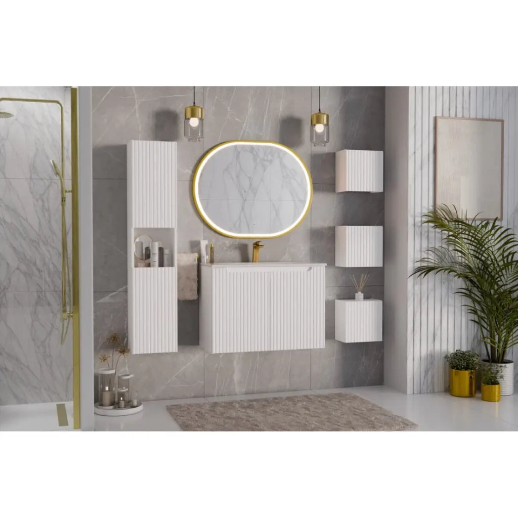 Specchio bagno LED dorato ovale 90x70 cm design