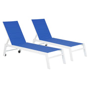 Set di 2 lettini BARBADOS in textilene blu - alluminio bianco