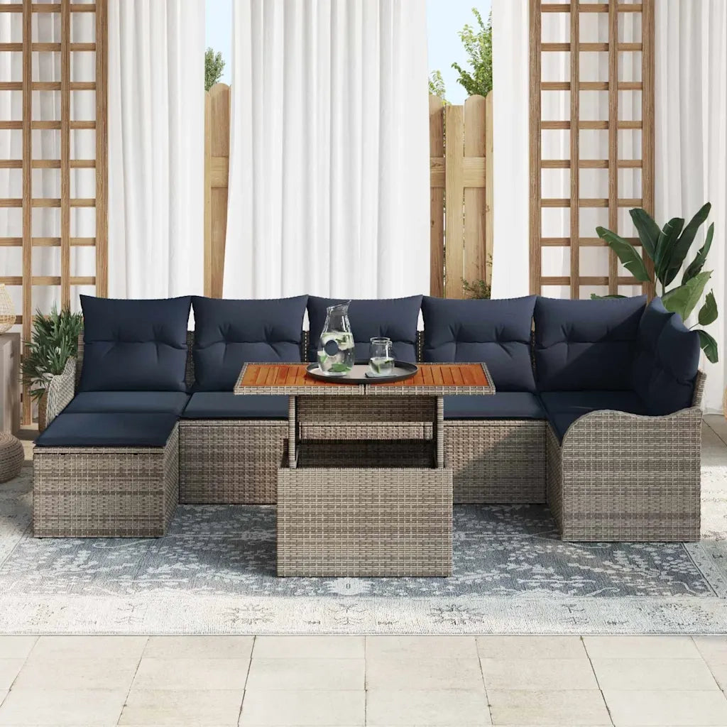 Set Divano da Giardino 8 pz grigio e blu navy 3349492