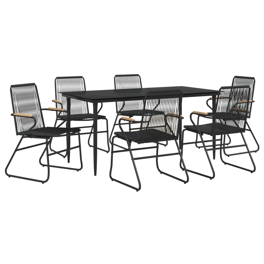 Set da Pranzo da Giardino 7 pz Nero in Rattan PVC 3156577