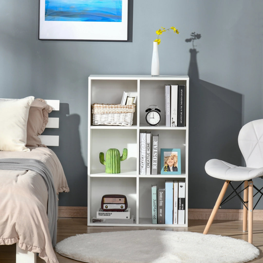 Libreria 3 Livelli 6 Cubi in Legno ¨C Minimal ¨C 65.5x30x97.5 cm Bianco