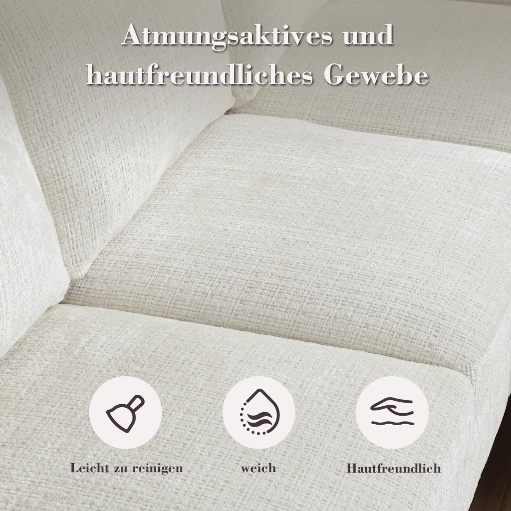 Divano 4 Posti con Poggiapiedi e Contenitore ¨C MINIMAL ¨C Velluto, Braccioli, Portabicchieri