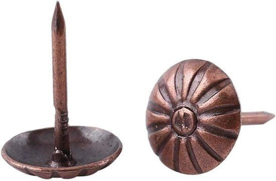 Viti di fissaggio per mobili - Decorazione per mobili - Bronzo - Viti di fissaggio per mobili - 100 pezzi, chiodi di stoffa, spiedini decorativi per mobili, divano letto o altro mobilio (Rosso 11 * 16 mm)