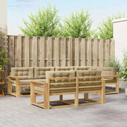 Set di divani da esterno 6 pz Bianco e Beige Poliestere 3386592