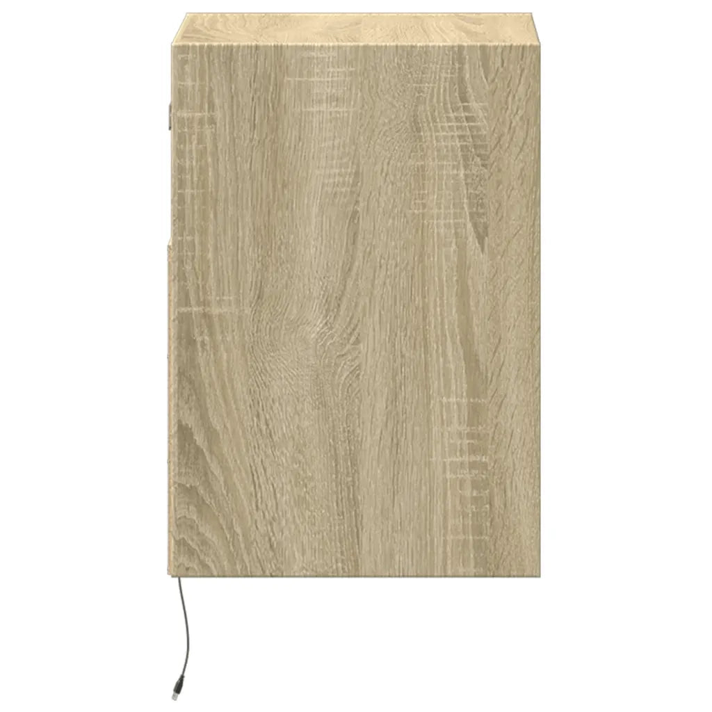 Comodini a Parete con luci LED 2 pz Rovere Sonoma 3307980