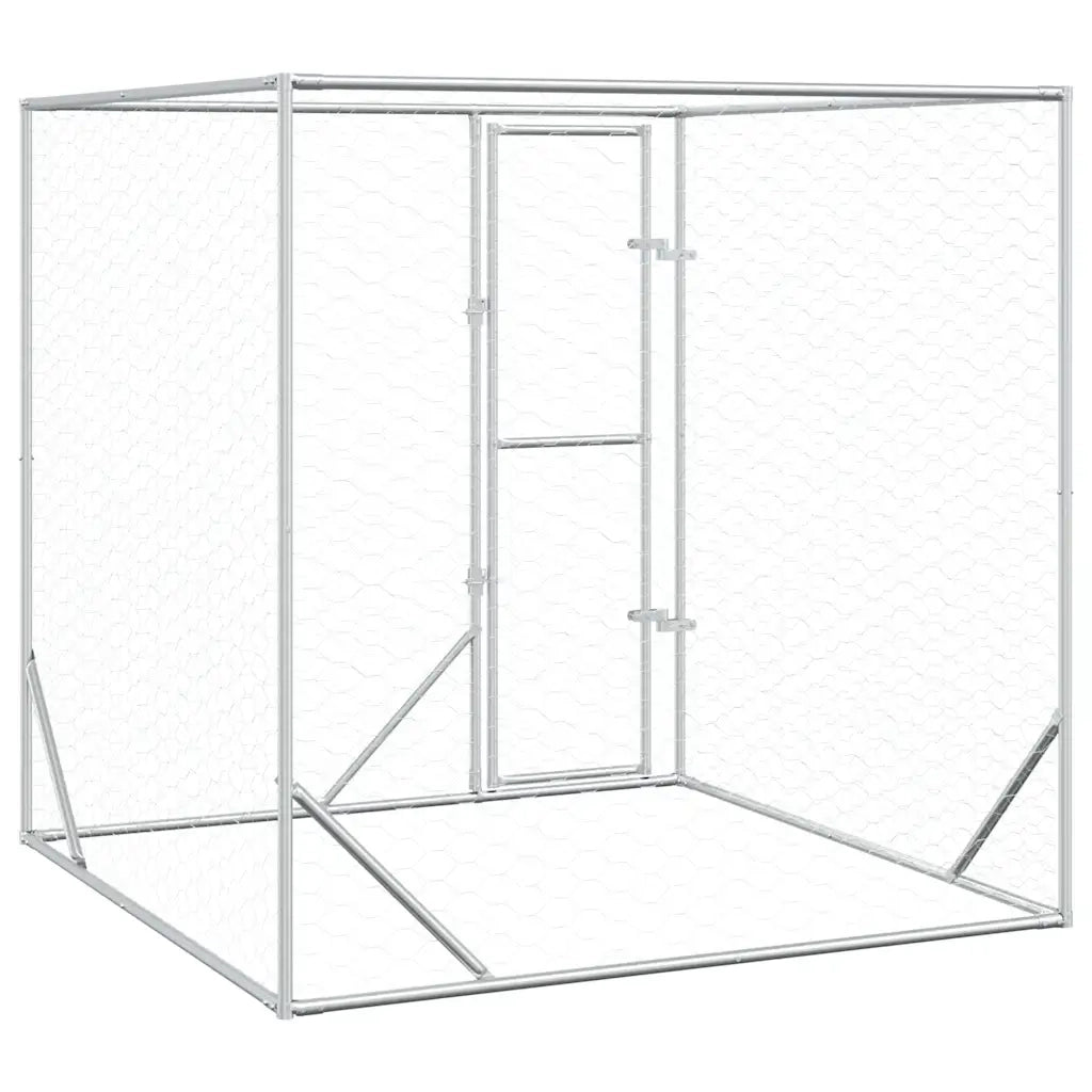 Cuccia per Cani da Esterno Argento 2x2x2 m Acciaio Zincato 153674
