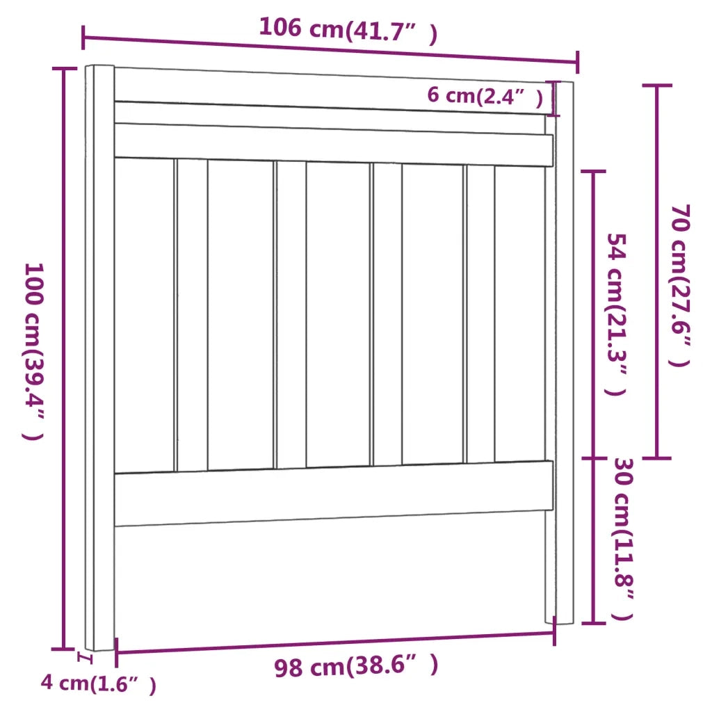 Testiera per Letto-Testata-Testiera Decorativa Grigia 106x4x100cm in Legno Massello di Pino 820459