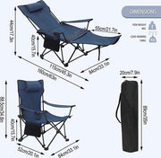 Campingo Stoile Opvougbile - Stoile da Spiaggia - Stoile da Campeggio - Stoile Vougbile - Stoile a Clic - Stoile da Relax - con Sostegno di Piede Rilevabile e Supporto Cervicale Rimovibile - Grigio
