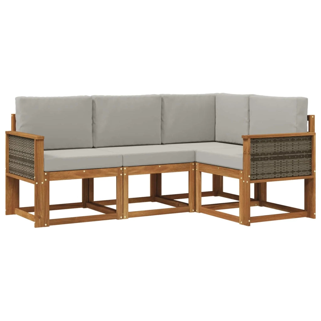 Set di divani da esterno 4 pcs Naturale e Grigio Chiaro 3385167