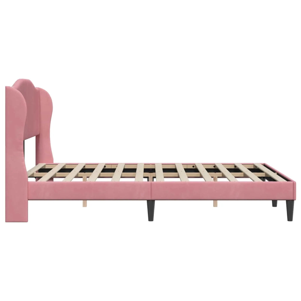 Struttura del letto con testiera-Giroletto Rosa 140 x 200 cm Velluto 592270