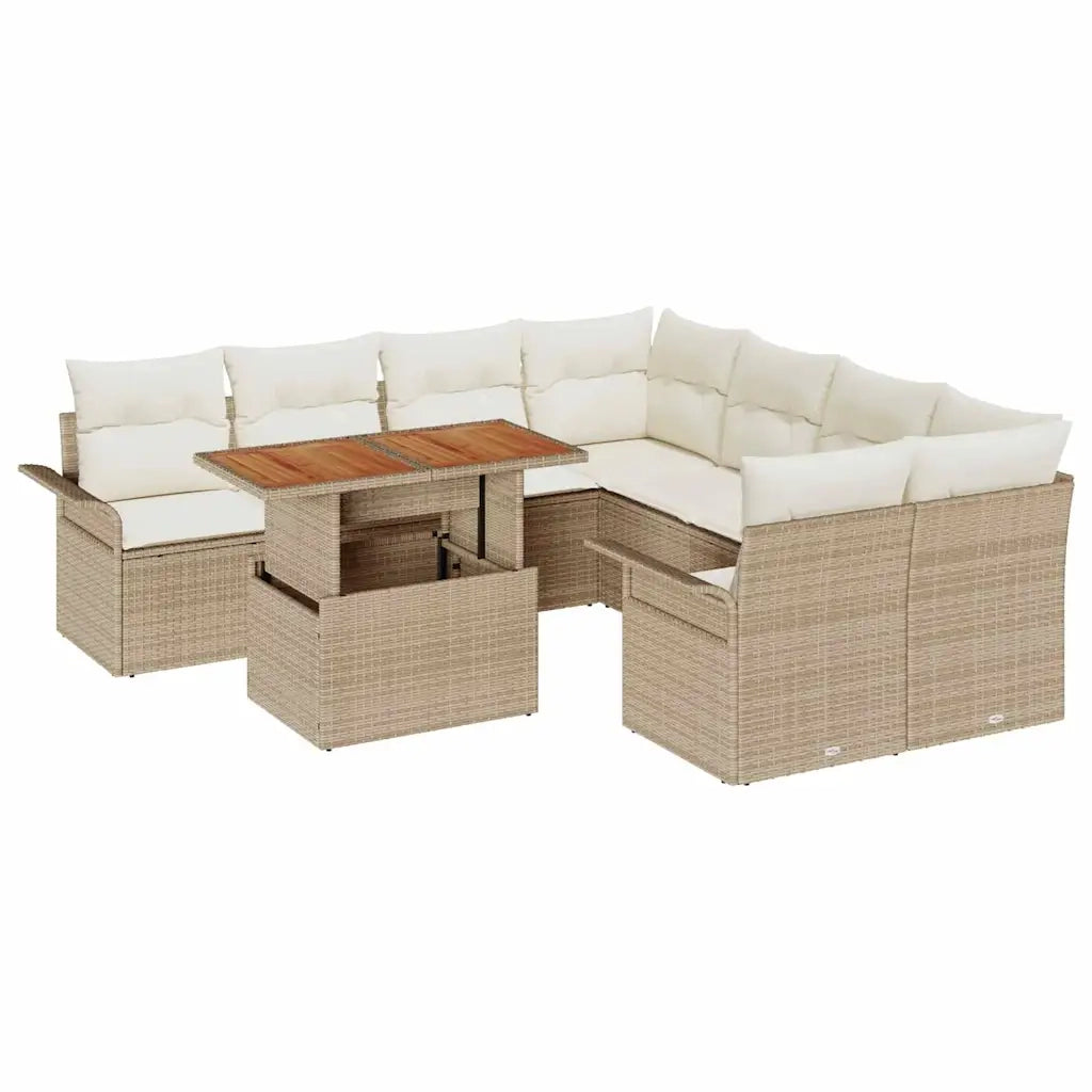 Set Divano da Giardino 9 pcs Beige Poly Rattan 3358052
