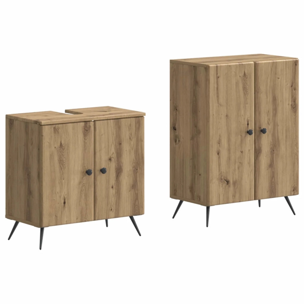Set di Armadi da Bagno da 2 Pezzi BREDA Rovere Artigianale 3417647