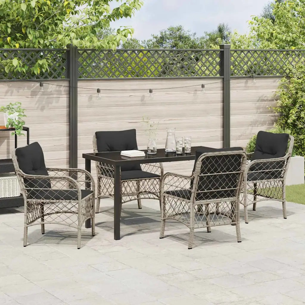 Set da Pranzo per Giardino 5 pcs Grigio chiaro polyrattan