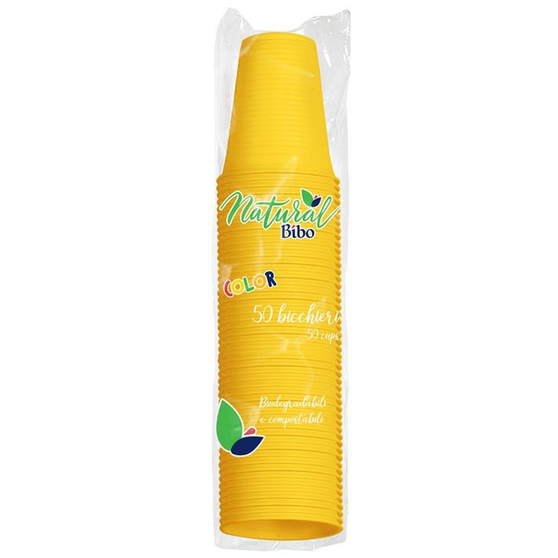 MAURY'S BIOPLASTIC BICCHIERI 200 ML 50 PEZZI IN COLORAZIONE GIALLA