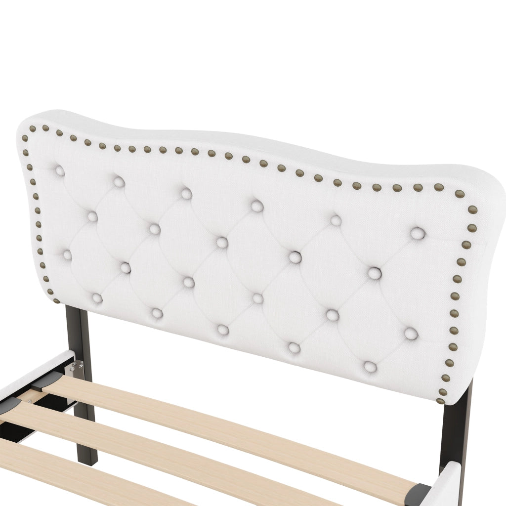 letto imbottito mdf beige 90 x 200 cm