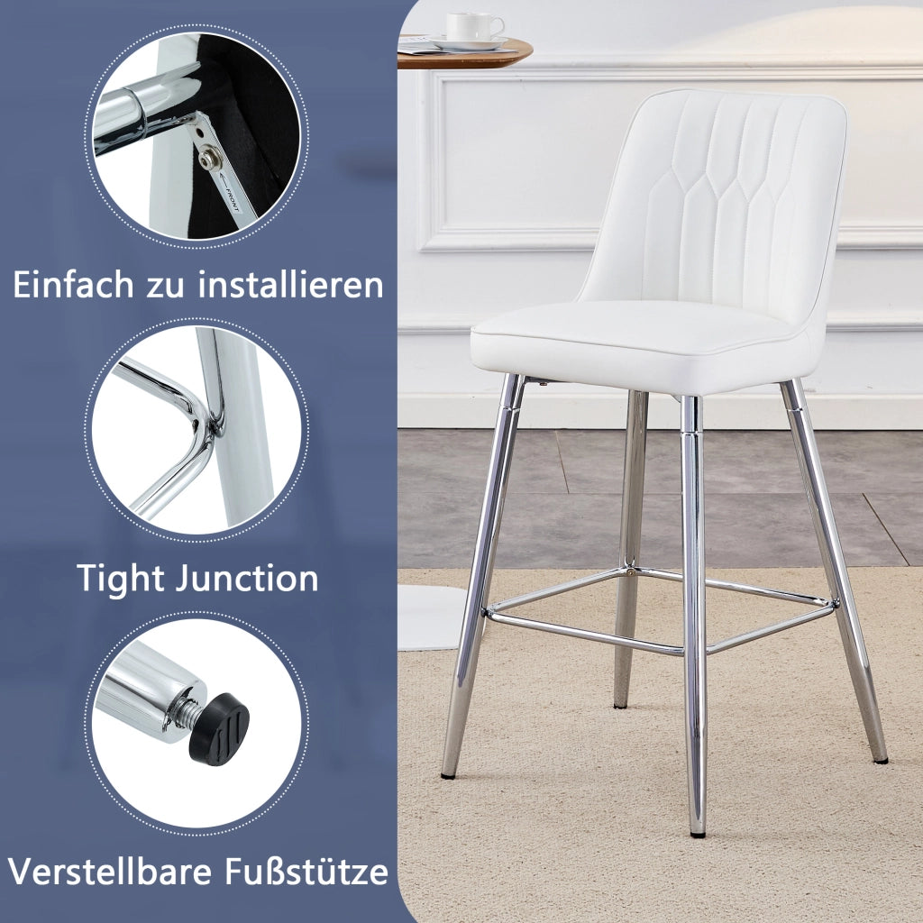 SGABELLO DA BAR Set da 2 pezzi 100 cm PU Bianco Metallo Argento