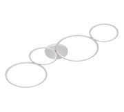 Plafoniera LED 4 cerchi, metallo, bianco opaco, L 97 cm, Rondo