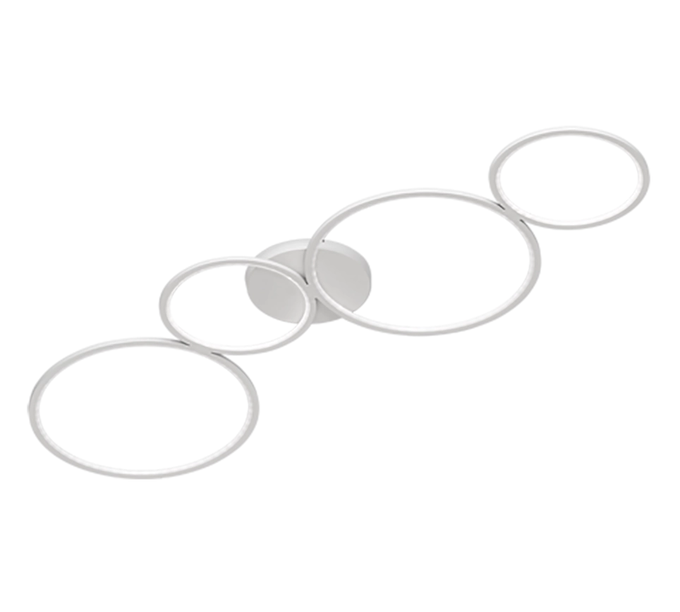 Plafoniera LED 4 cerchi, metallo, bianco opaco, L 97 cm, Rondo