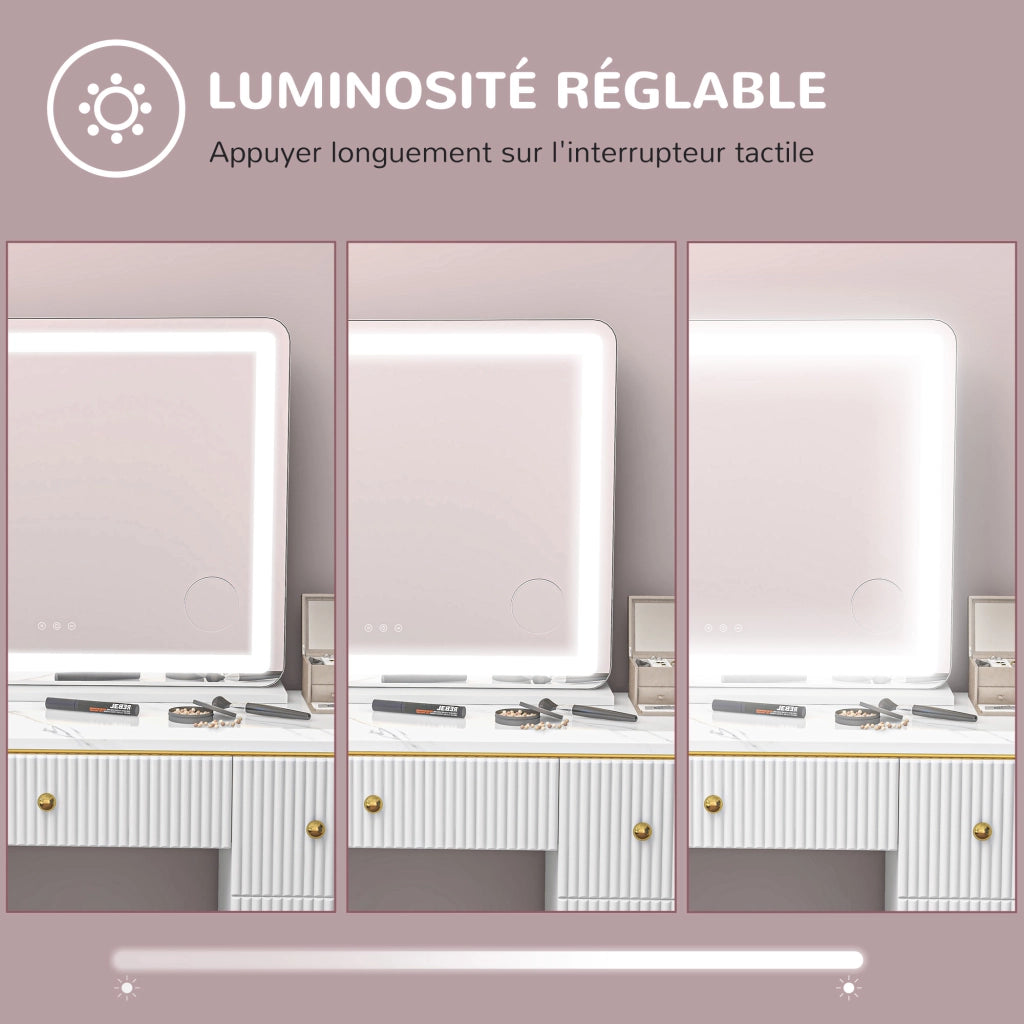 Specchio da Bagno con LED 3 Modalit¨¤ Illuminazione ¨C Minimal ¨C 80x62 cm