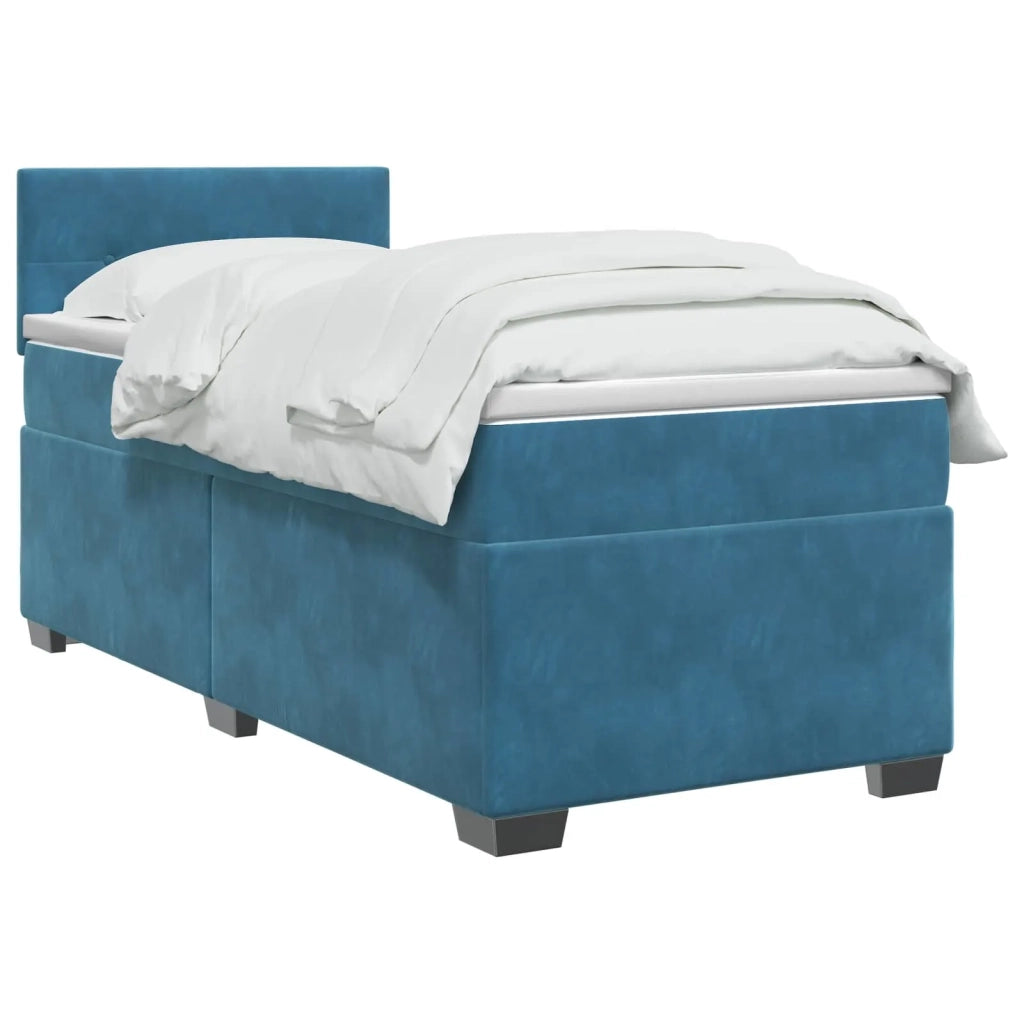 Letto con Box Spring, Materasso e LED Blu 90 x 190 cm Velluto 3452088