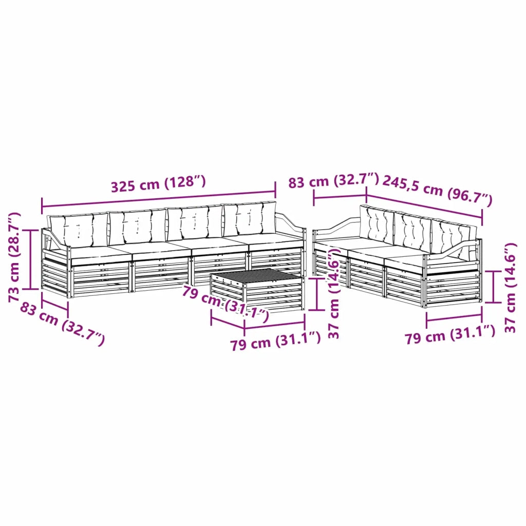 Set di divani da esterno 8 pcs Bianco e Antracite 3390182