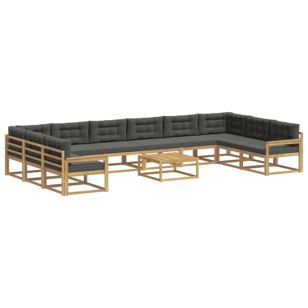 Set di divani da esterno 11 pz Bianco e Antracite 3387131