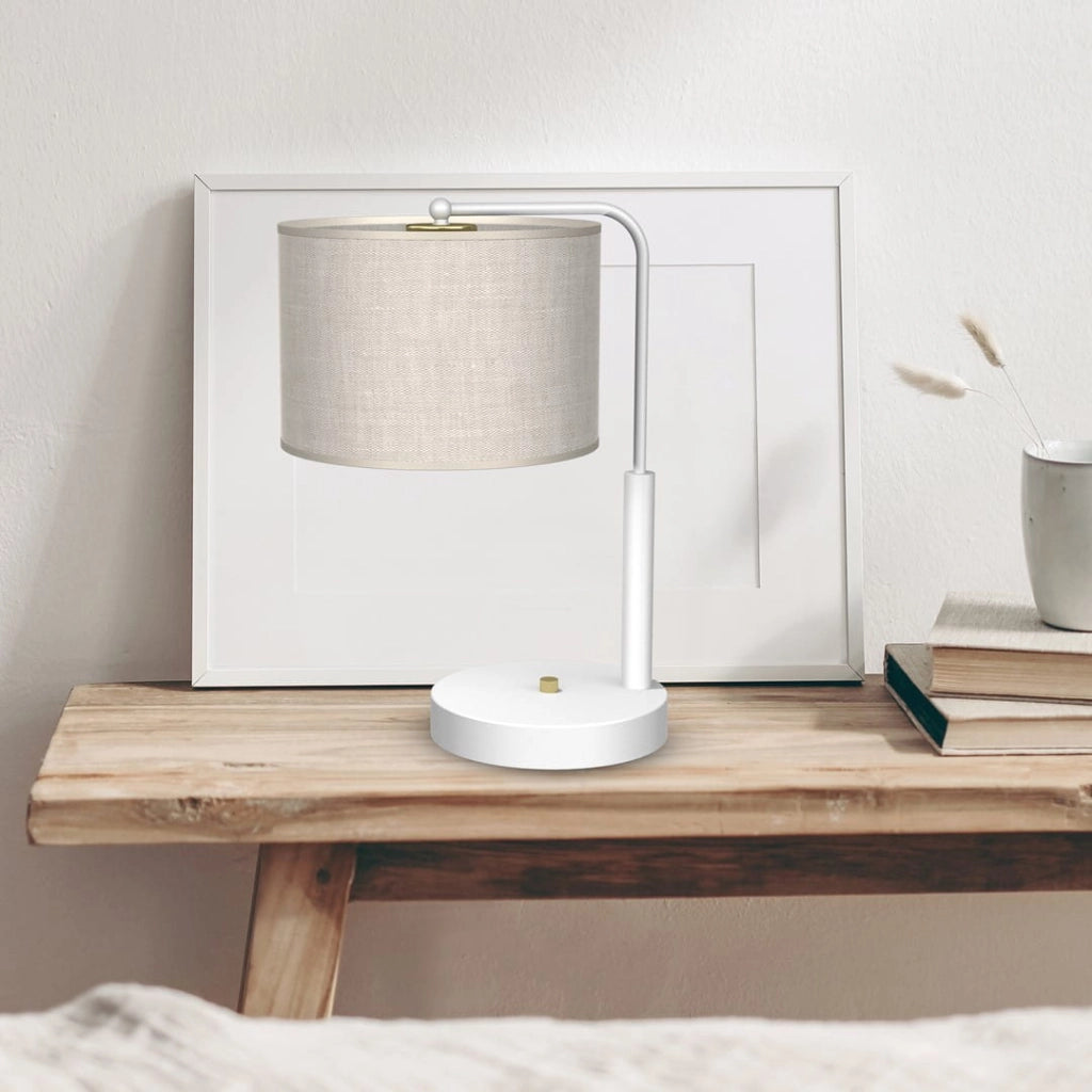 Lampada da tavolo LINO lino bianca E27 60W Milagro