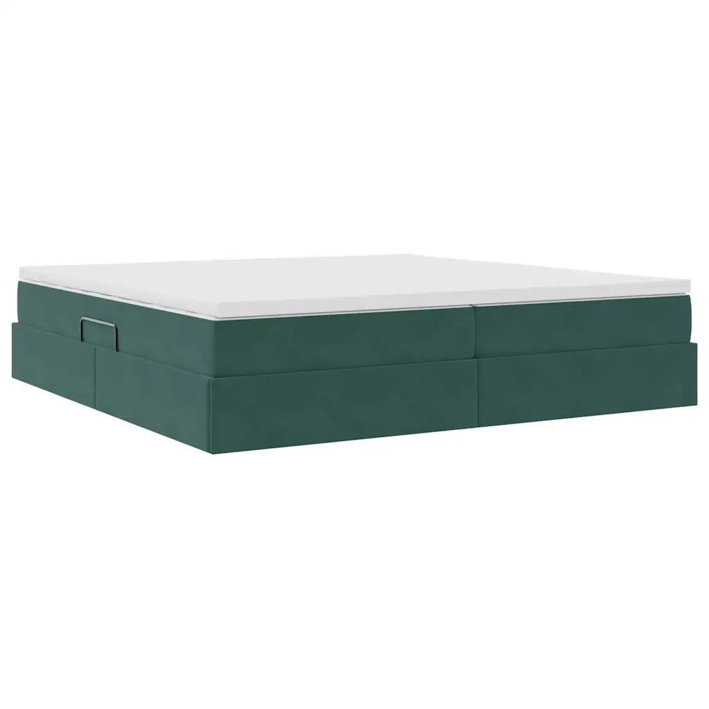 Letto con contenitore e materasso Verde Scuro 200 x 200 cm 3370326