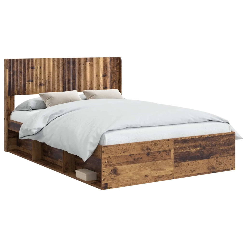 Struttura del letto con stoccaggio e testata Legno antico 3414241