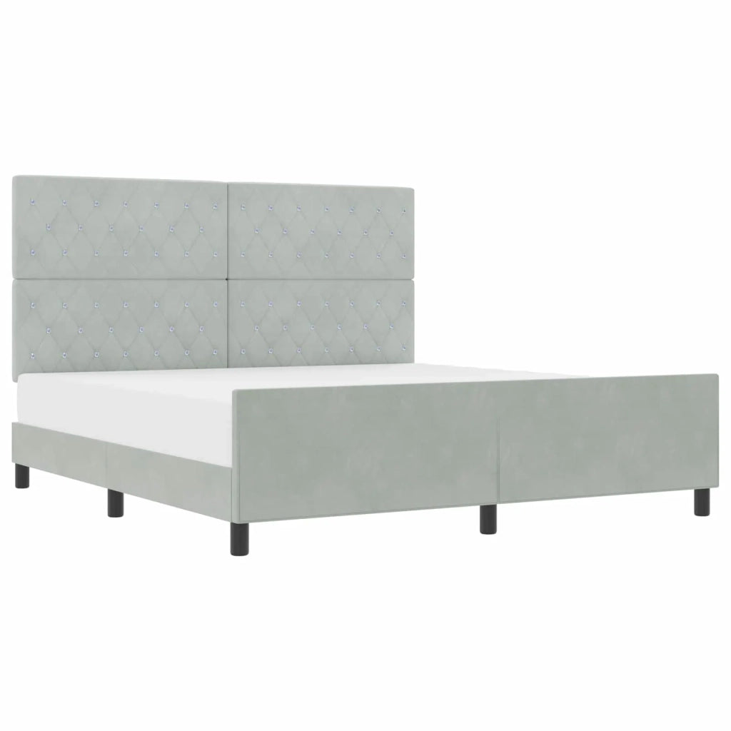 Letto a molle con testiera Grigio chiaro 180 x 200 cm Velluto 3344891