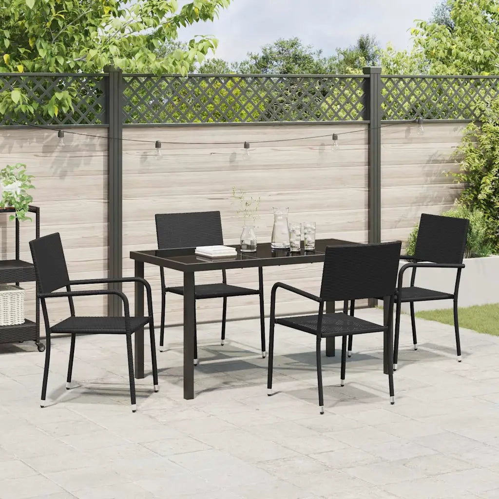Set da Pranzo per Giardino con cuscino 5 pcs Nero polyrattan 3380038