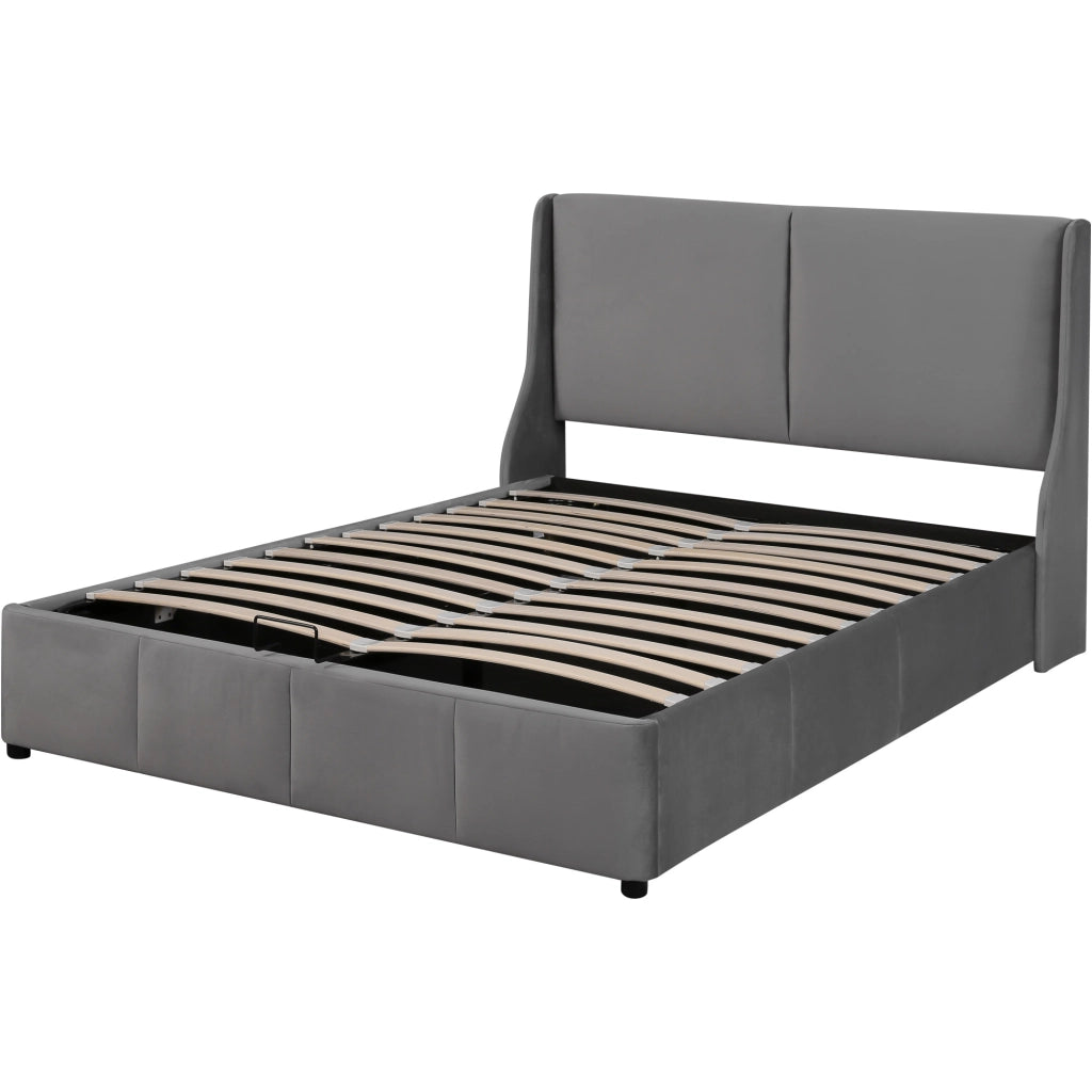 letto imbottito velluto grigio 140 x 200 cm