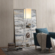 Lampada da Terra con Mensole ¨C Minimal ¨C Bianco MDF 26x26x160cm