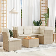 Set Divano da Giardino 6 pz con Cuscini Beige in Polyrattan 3223643