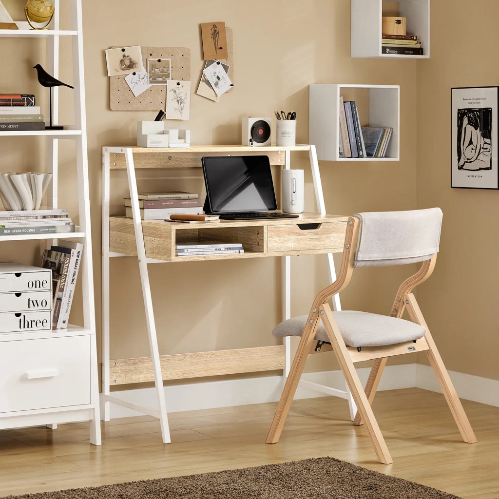Scrivania Piccola con libreria, cassetto e cubo Misura del Piano del Tavolo L76*P50*A75 cm FWT63-N