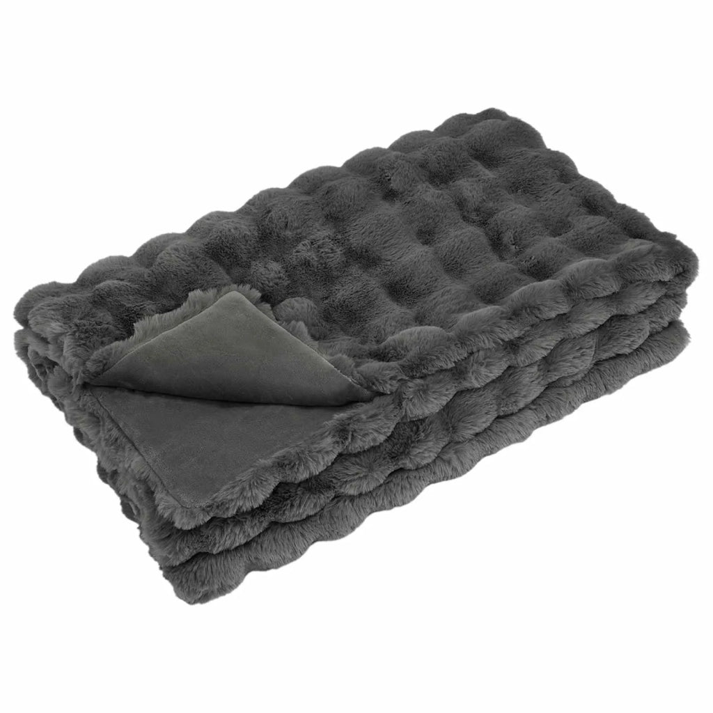 Coperta antiscivolo in sintetica di coniglio Olite Grigio Scuro
