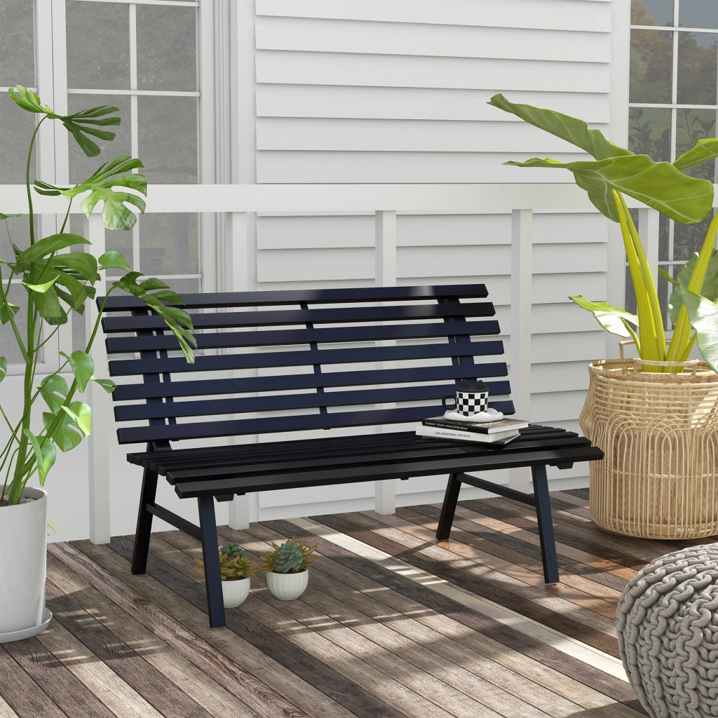 Panchina da Giardino 2 Posti in Alluminio ¨C Minimal ¨C 123x67x79cm Nero