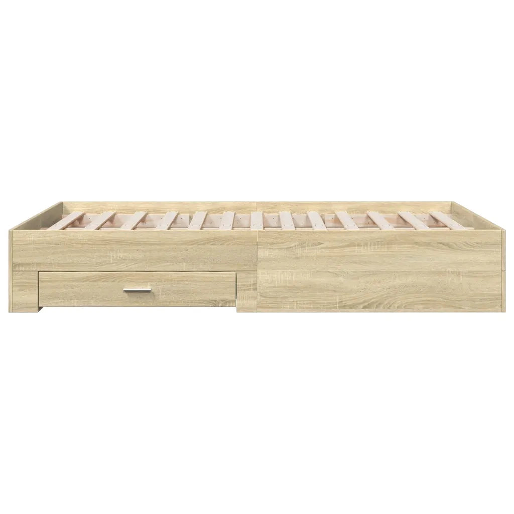 Letto matrimoniale | Letto per adulti | Giroletto Cassetti Rovere Sonoma 135x190 cm Legno Multistrato