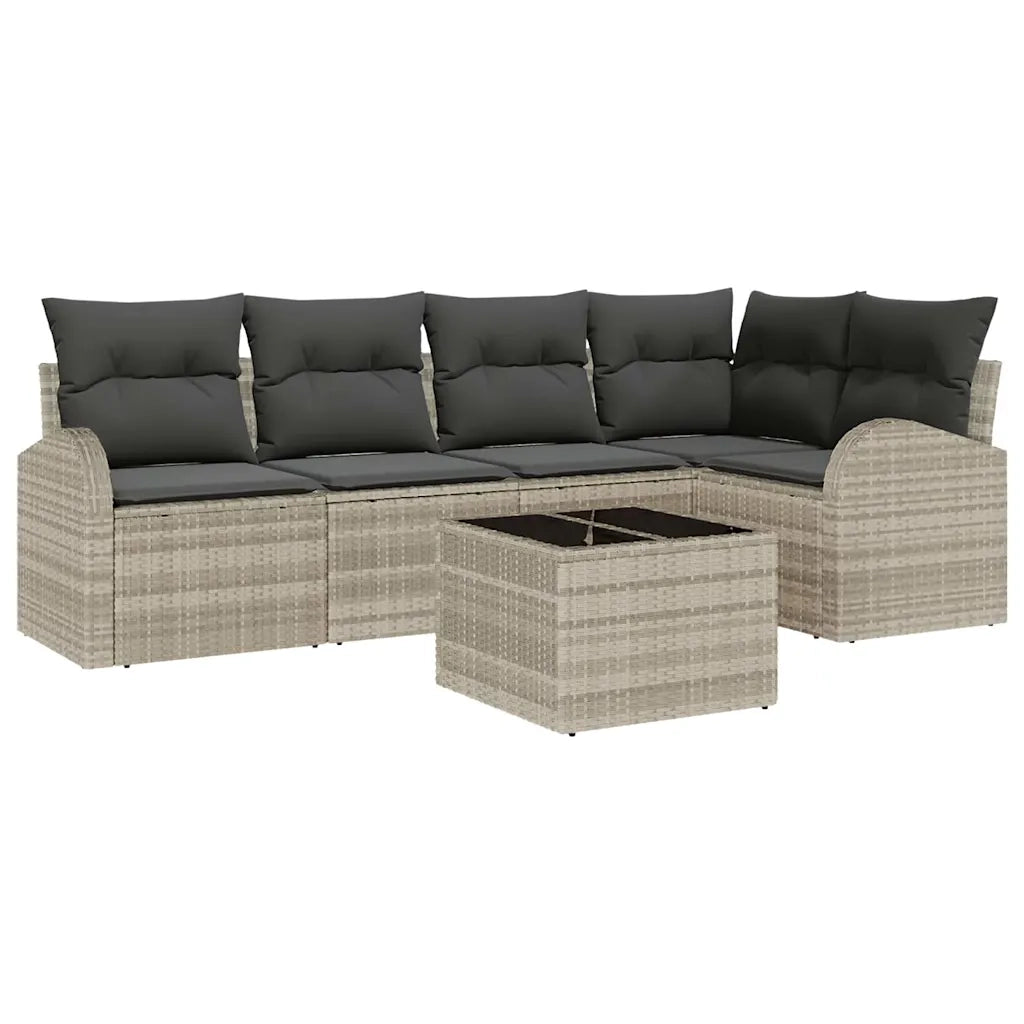 Set di divani con cuscino 6 pcs Grigio chiaro Poliestere 3346052
