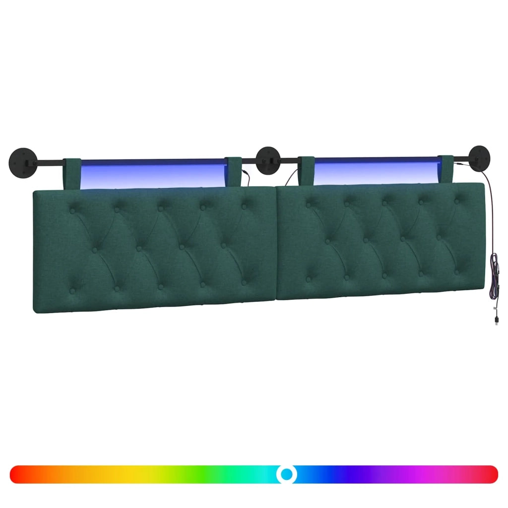 Testiera sospesa Con luce LED Verde Scuro Tessuto 3424658