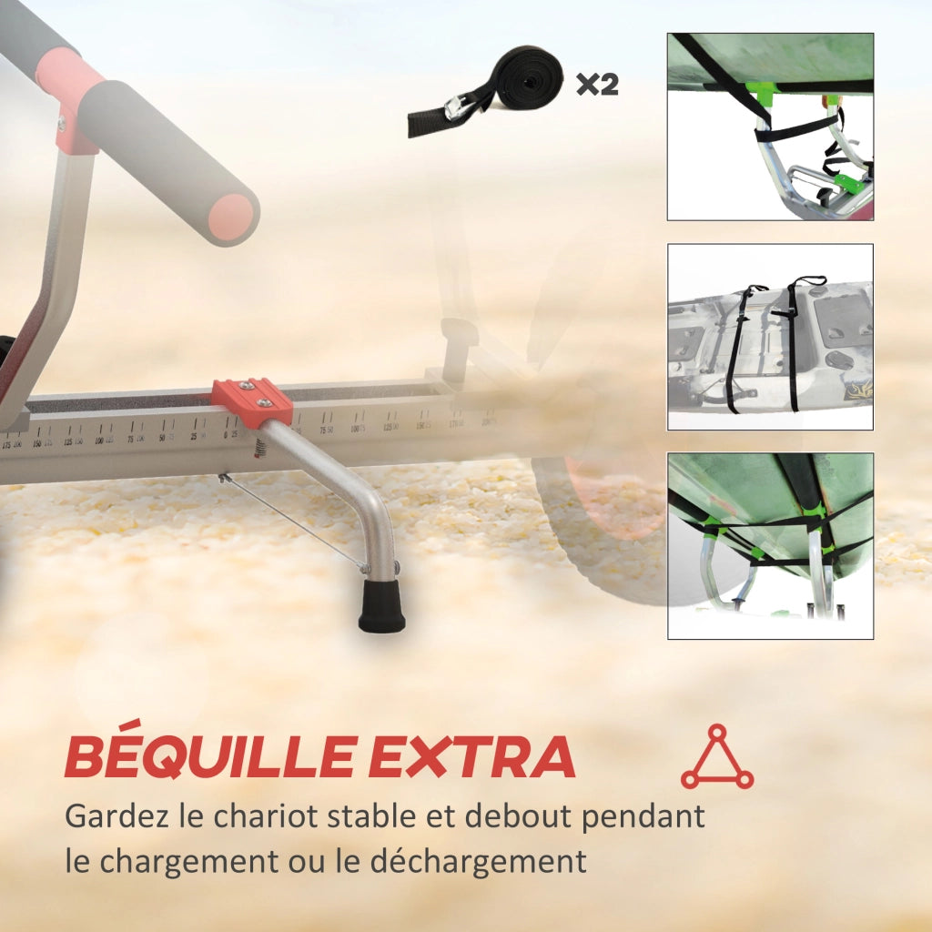 Carrello Trasporto Kayak Paddleboard Canoa ¨C Minimal ¨C Nero Rosso