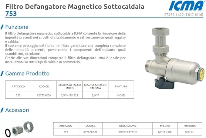 Filtro defangatore magnetico sottocaldaia 3/4 M X 3/4 F