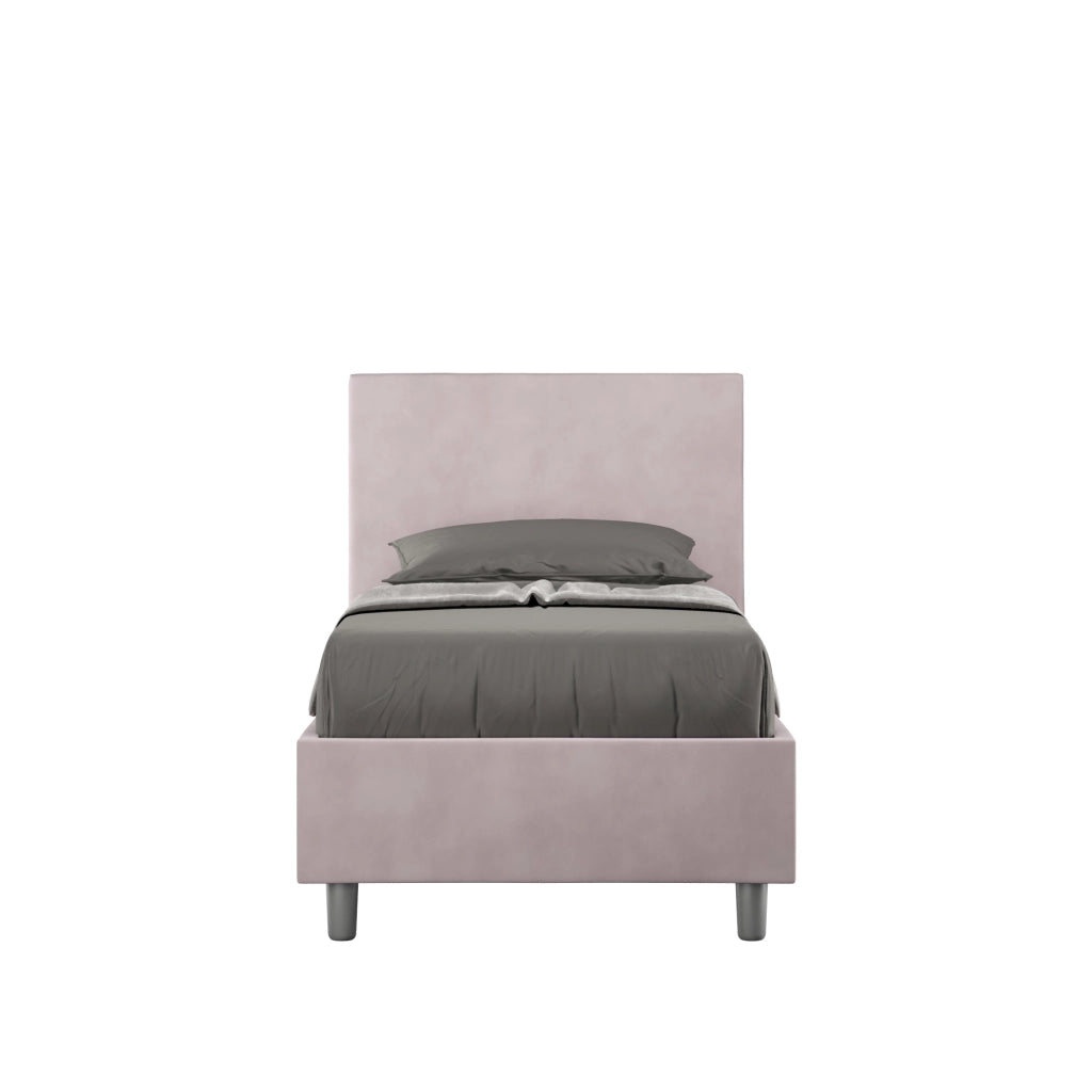 BS COM Letto singolo contenitore imbottito 80x190 microfibra glicine