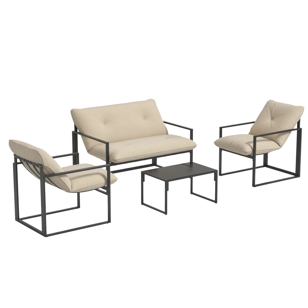 Set divani da giardino 4 pezzi con tavolino ¨C zephmum ¨C grigio