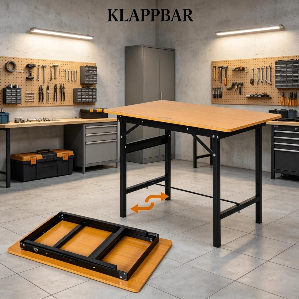 TAVOLO DA LAVORO PIEGHEVOLE 100 x 60 x 75,5 cm MDF e Metallo Nero/Giallo
