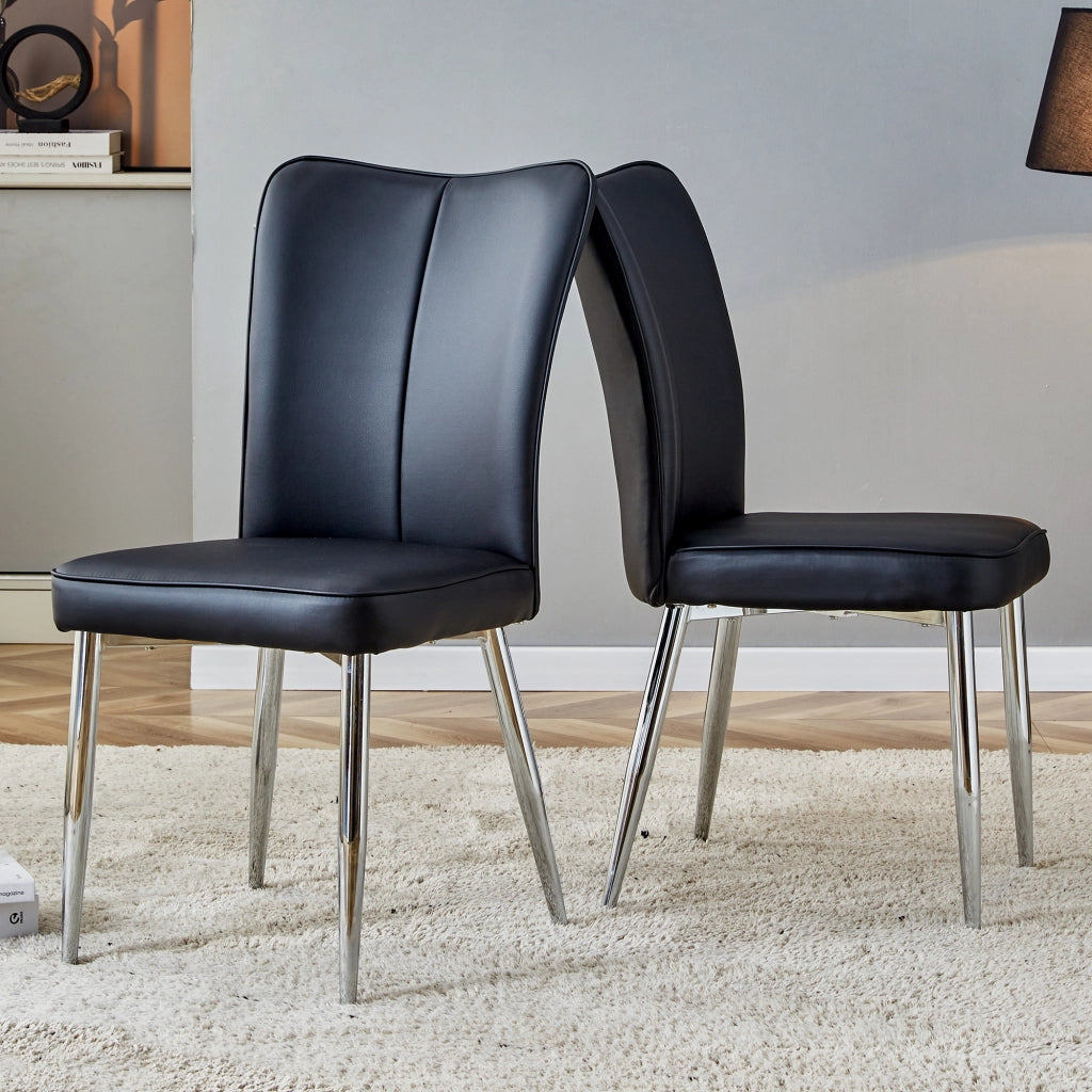 SEDIA da pranzo Set da 2 pezzi Nero PU e metallo