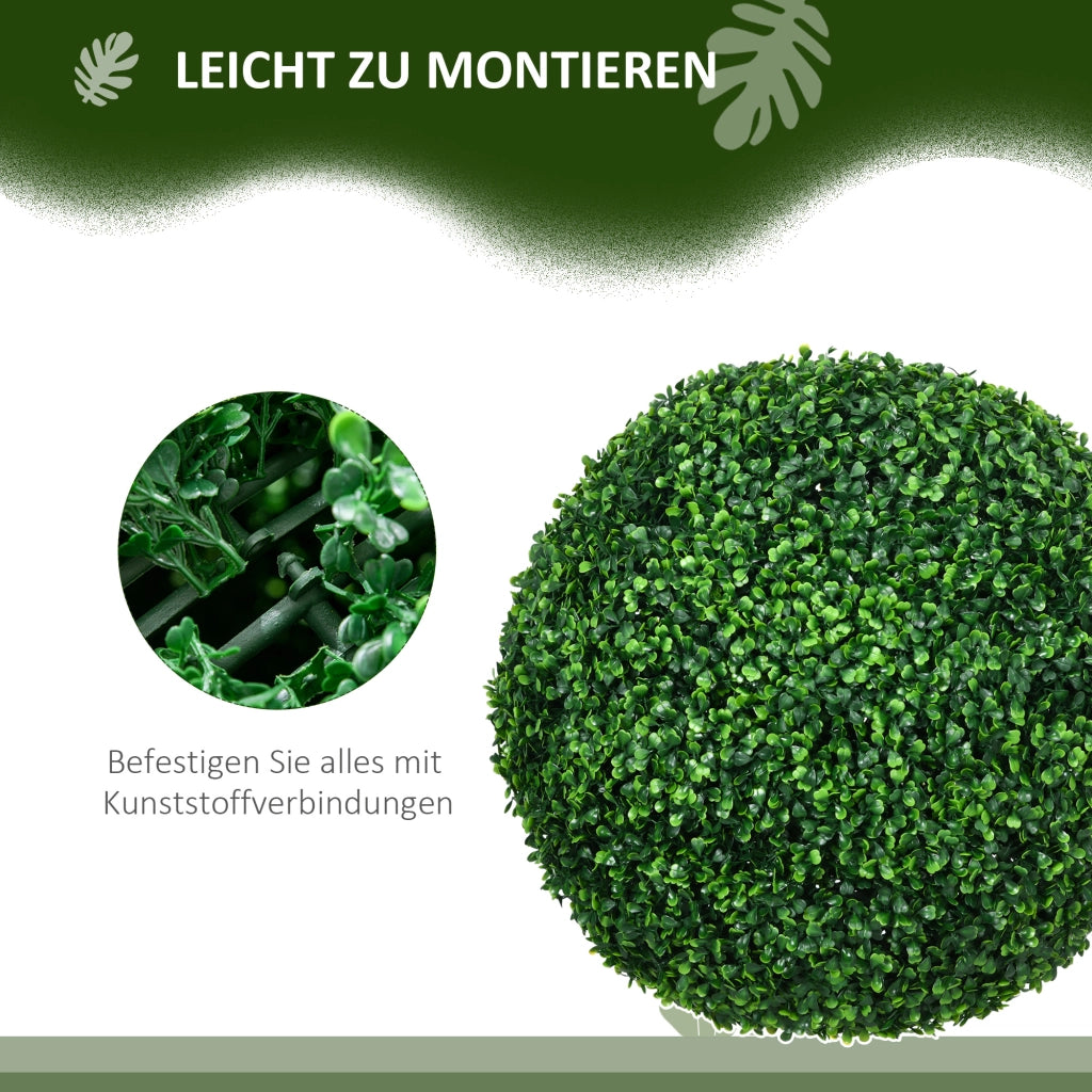 Set 2 Pezzi Piante Artificiali Bosso - Xylo - Sfera Verde per Interno ed Esterno con Protezione UV