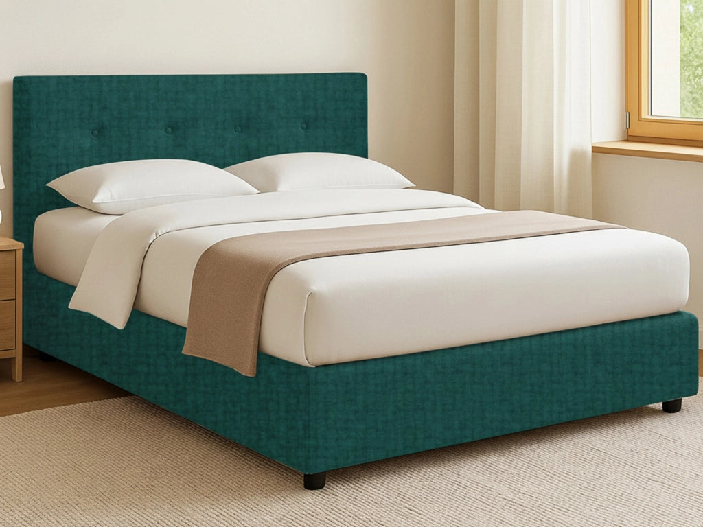 Luton, Letto Piazza e Mezza Sfoderabile Made in Italy, Verde Petrolio